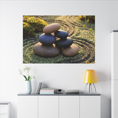 Zen River Stones in Golden Hour | Karesansui Canvas Art