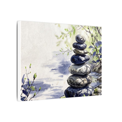River Stones Sumi E Canvas Art | Serene Zen Art