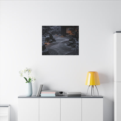 Candlelight Rock Garden Canvas Art - Dark Japandi Fukinsei