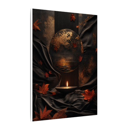 Silk Drape Autumn Canvas Art | Dark Japandi Moody Design