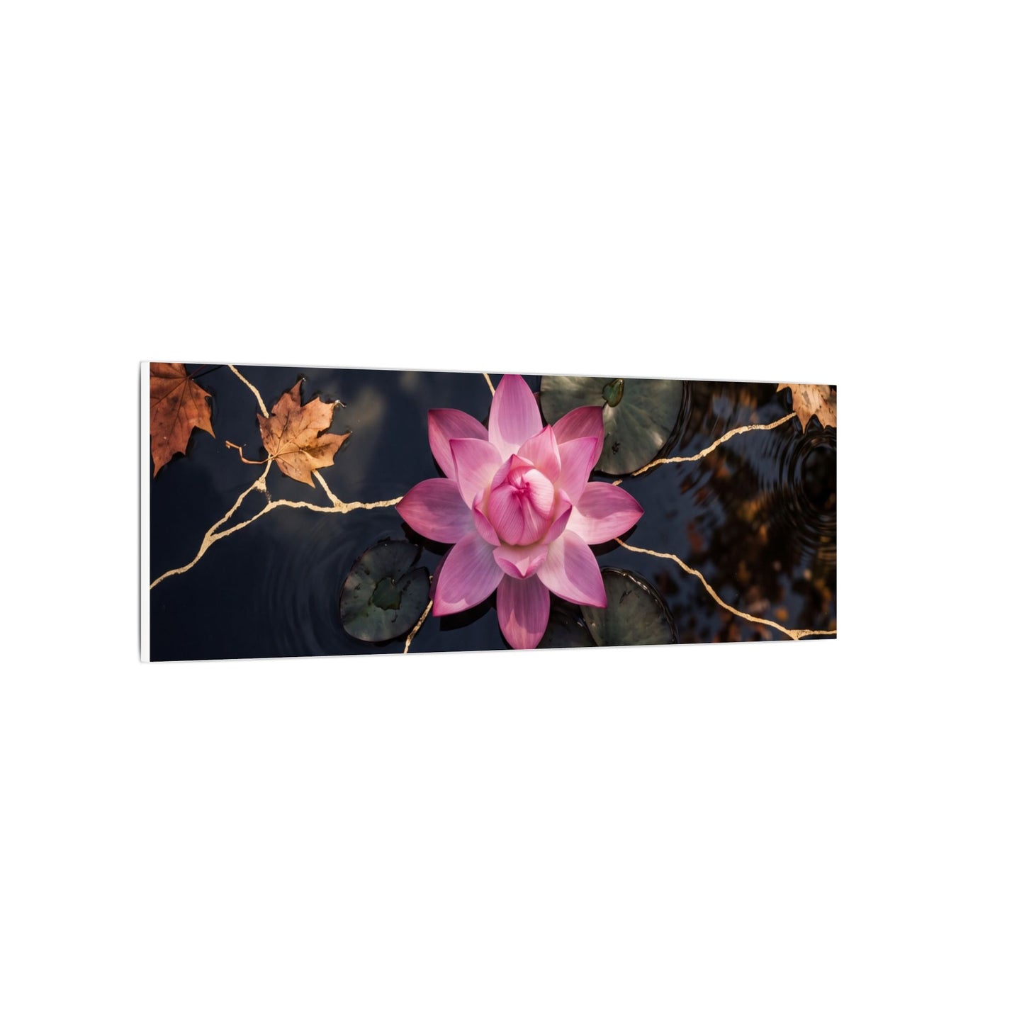 Ma Lotus Flower Canvas Art - Kintsugi Gold Vein