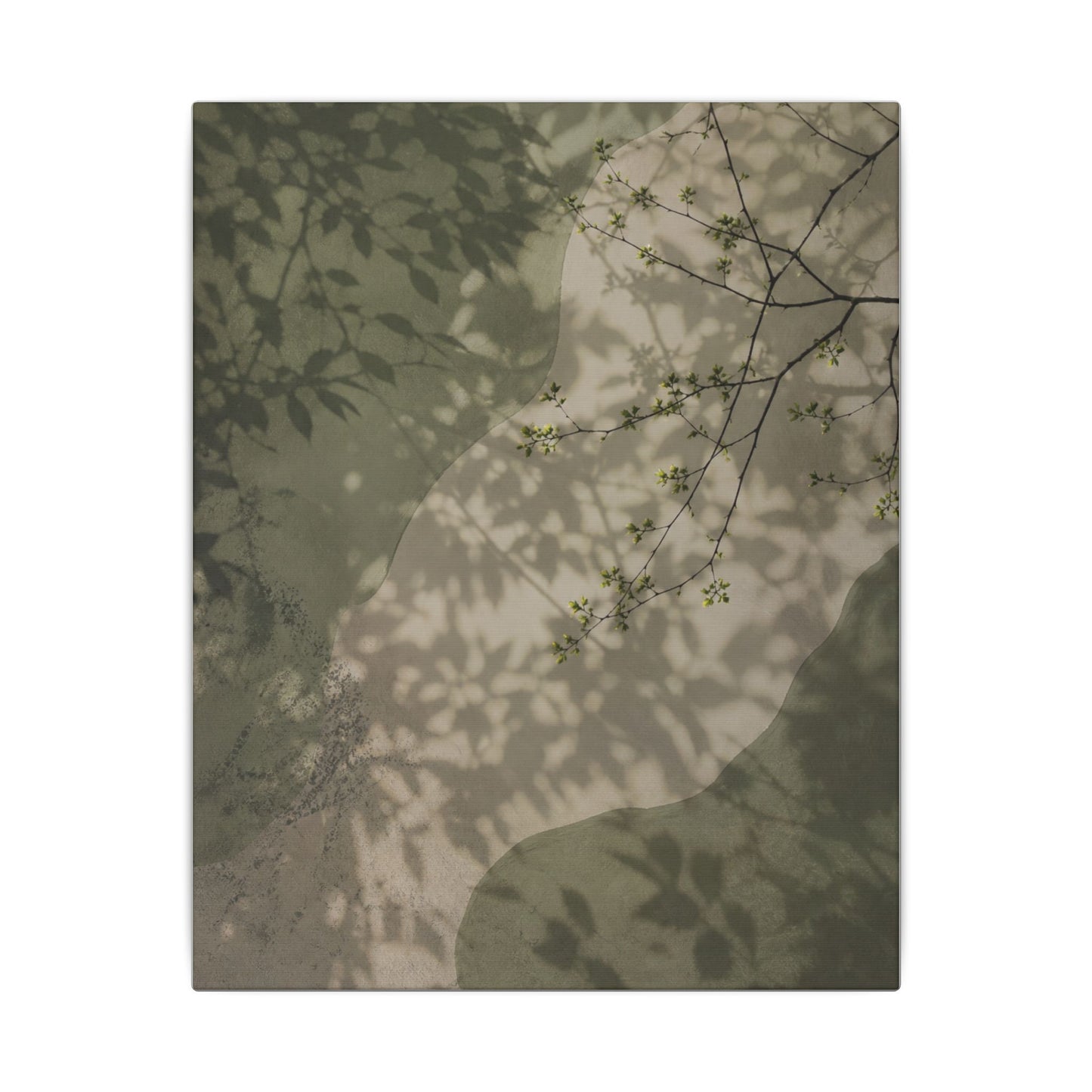 Neutral Shadow Play Canvas Art - Japanese Pattern Japandi