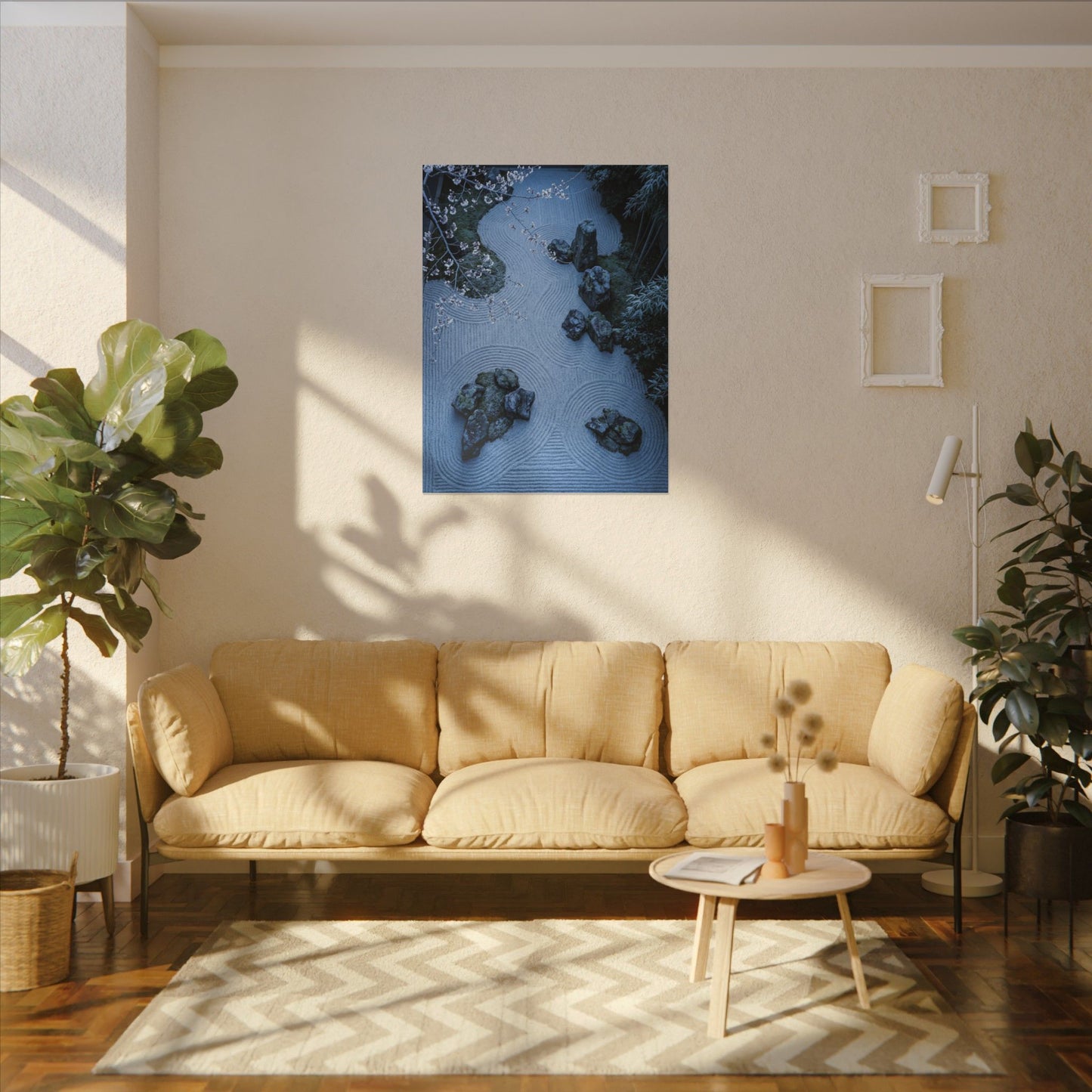 Earthy Silk Drape Canvas Art - Minimal Line Japandi