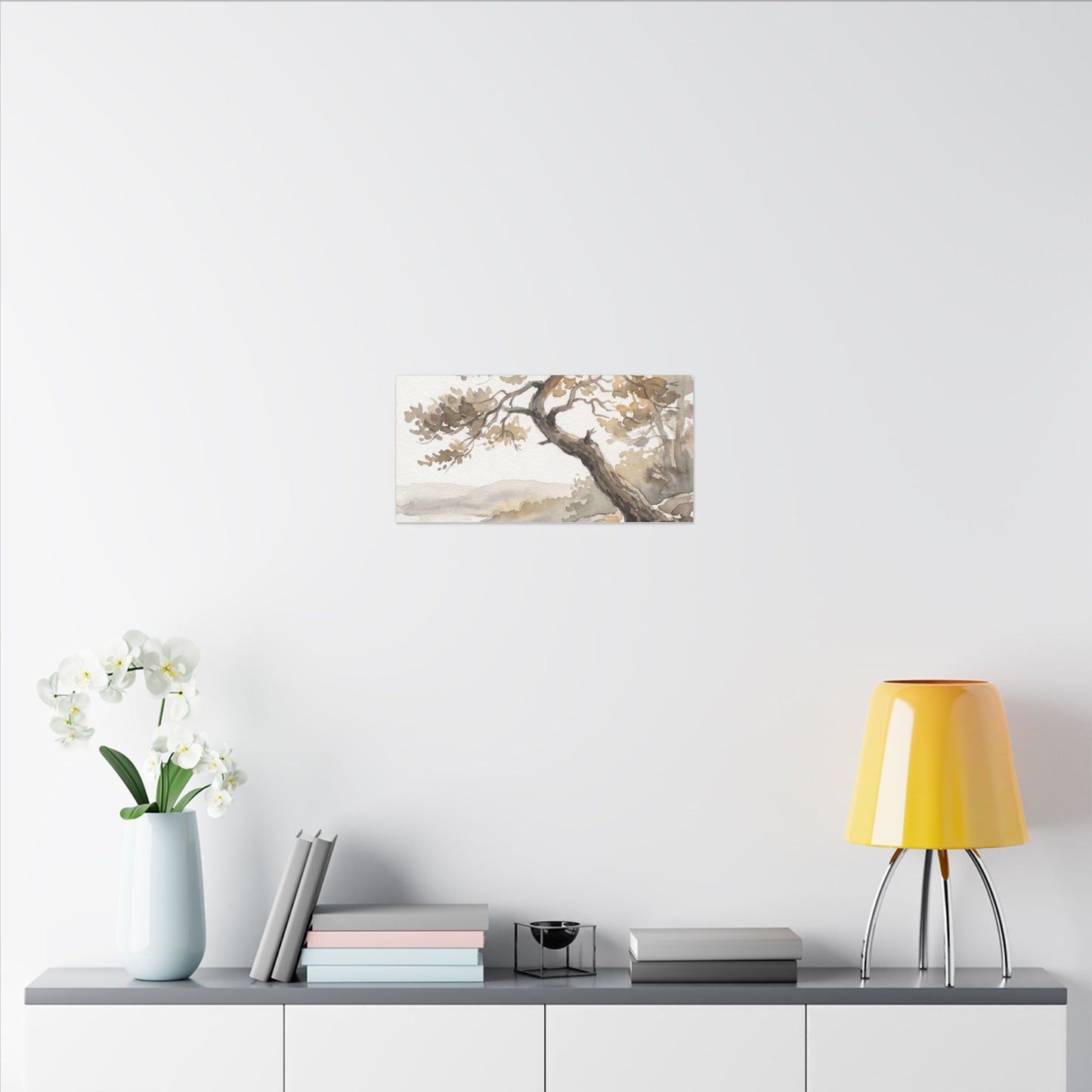 Pine Tree Watercolor Canvas Art | Elegant Japandi Art