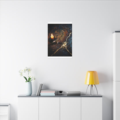 Kintsugi Rust Patina in Candlelight | Gold Repair Canvas Art