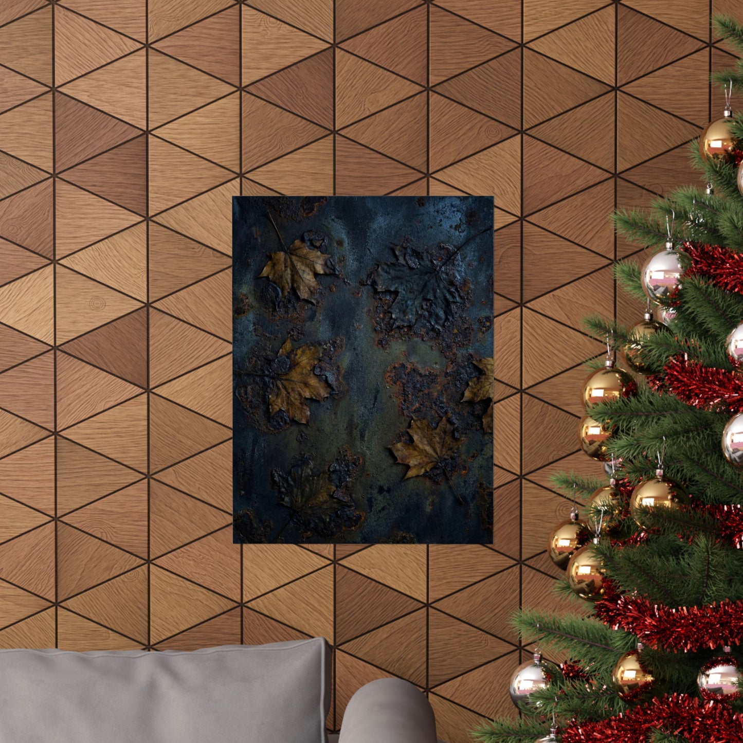 Autumn Rust Patina Charcoal Ink Wall Art Print | Bold Decor