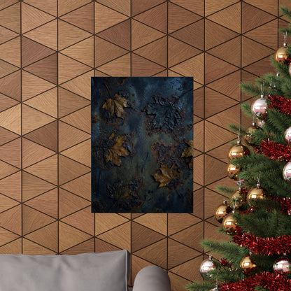 Autumn Rust Patina Charcoal Ink Wall Art Print | Bold Decor