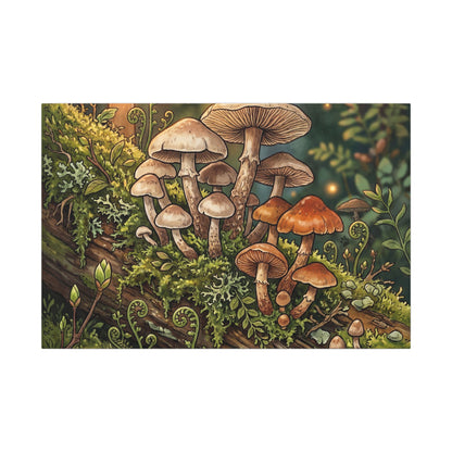 Spring Wild Mushrooms Herbarium Canvas Art | Rustic Decor Art Print