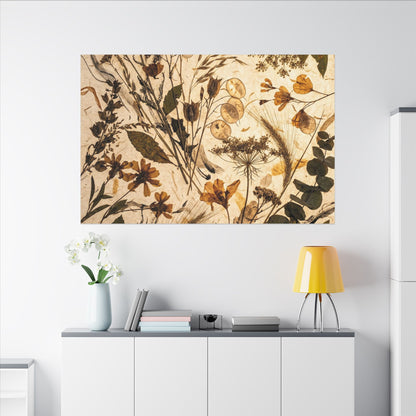 Dried Flowers Summer Canvas Art | Japandi Neutral Design