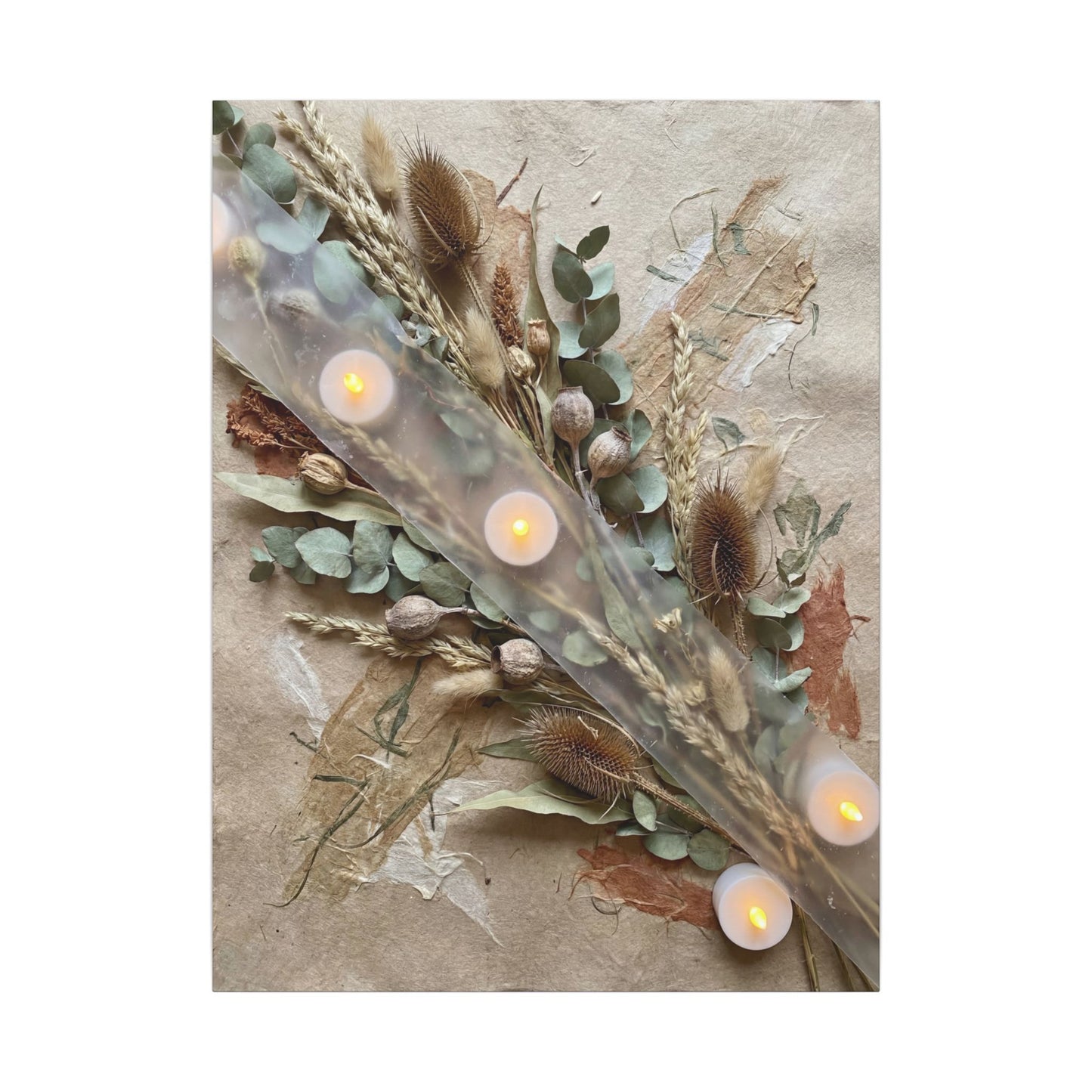 Candlelight Dried Flowers Canvas Art - Japandi Kanso