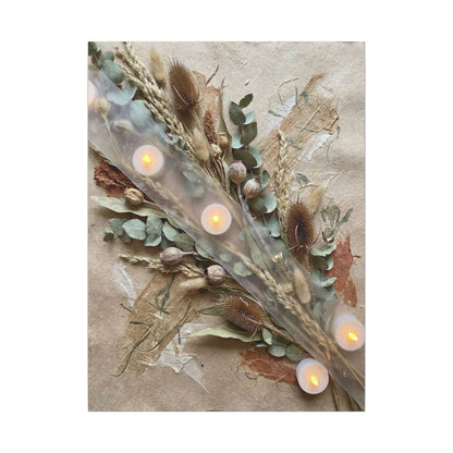 Candlelight Dried Flowers Canvas Art - Japandi Kanso