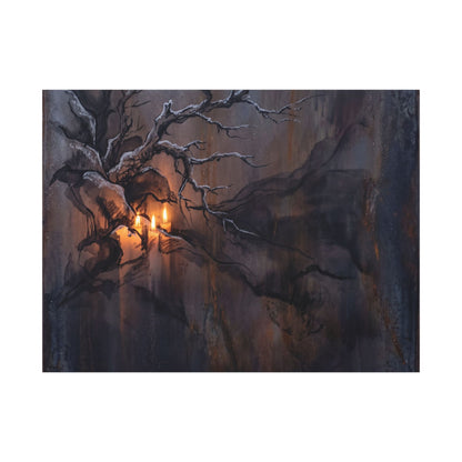 Winter Rust Patina Charcoal Ink Canvas Art | Atmospheric Decor
