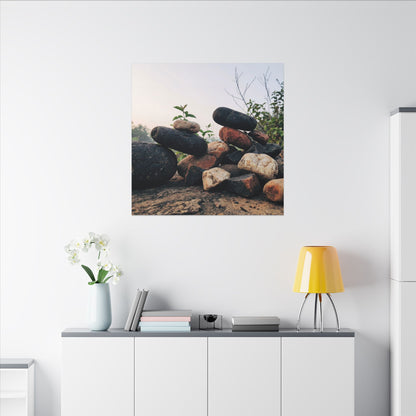 River Stones Canvas Art | Spring Kintsugi Broken Beauty Art