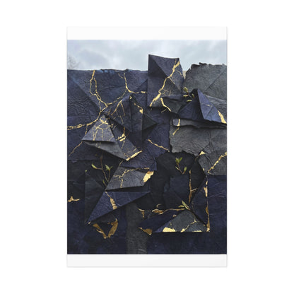 Beautiful Paper Fold Canvas Art - Crackle Gold Kintsugi