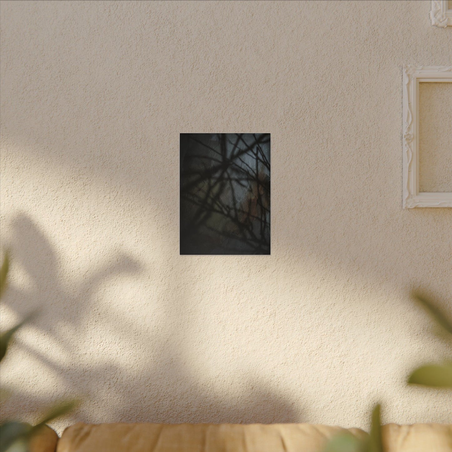 Shadow Play Dark Texture Canvas Art | Sophisticated Dark Japandi Art