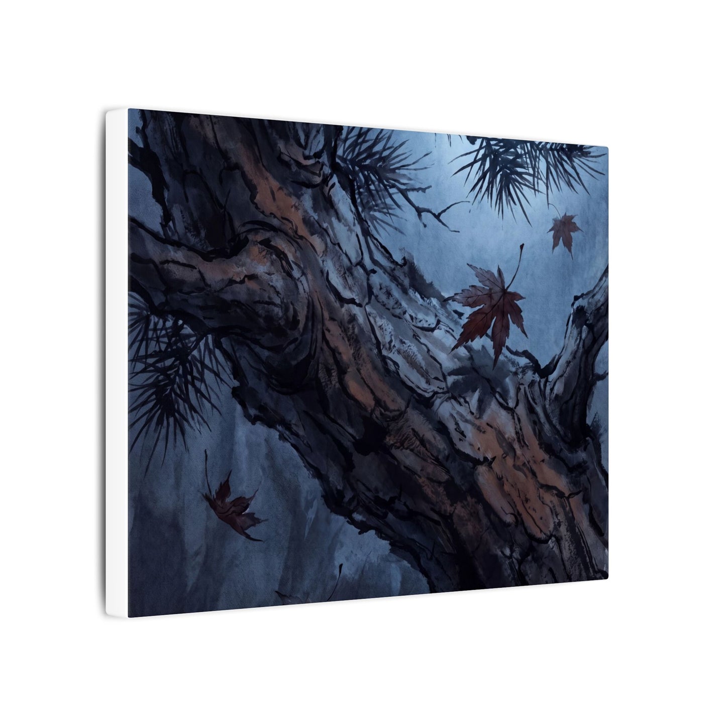 Atmospheric Pine Tree Canvas Art - Shadow Zen Dark Japandi