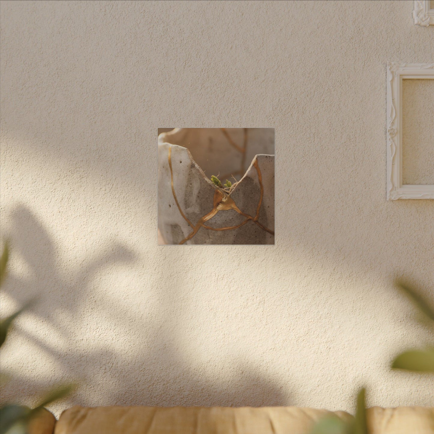 Golden Hour Broken Pottery Canvas Art - Japandi Kanso