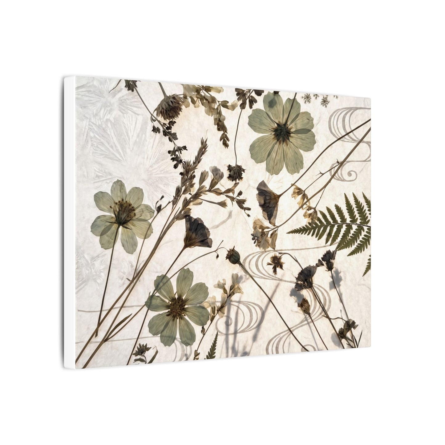 Japandi Dried Flowers in Golden Hour | Japanese Pattern Canvas Art