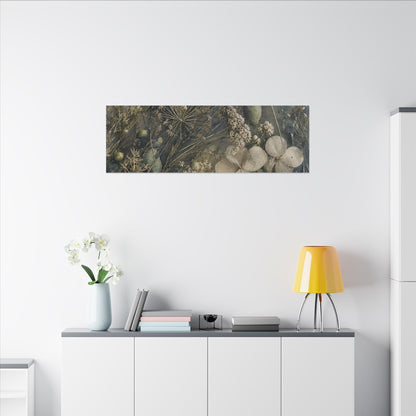 Japandi Dried Flowers in Moonlight | Watercolor Canvas Art