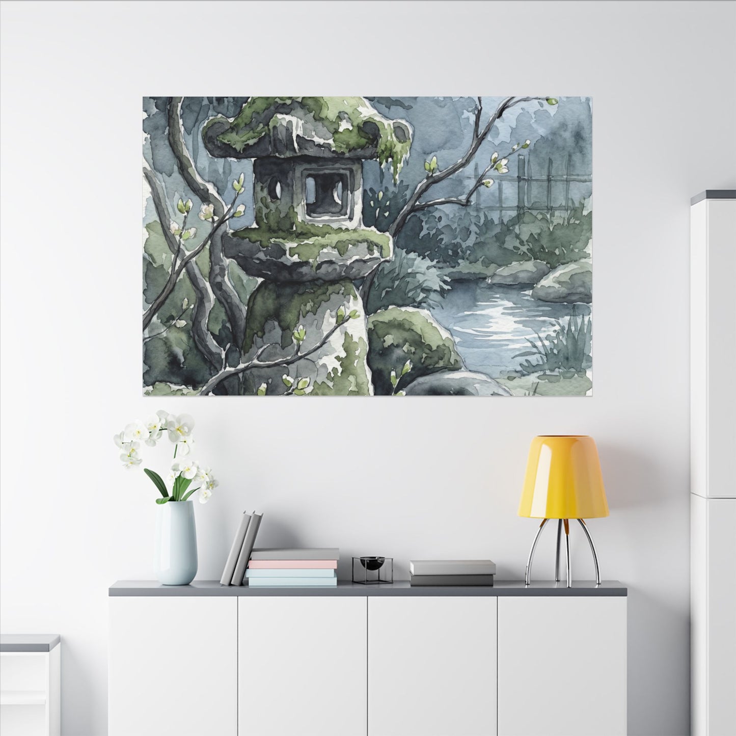 Moonlight Stone Lantern Canvas Art - Japandi Seijaku