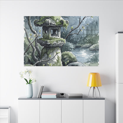 Moonlight Stone Lantern Canvas Art - Japandi Seijaku