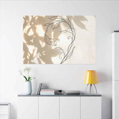 Warm Shoji Screen Canvas Art - Minimal Line Japandi