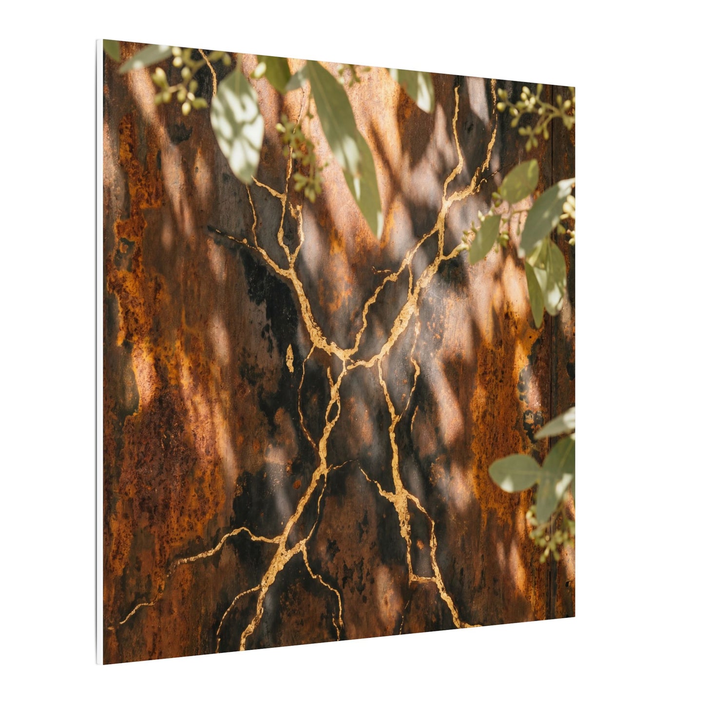 Kanso Rust Patina Canvas Art - Kintsugi Gold Vein