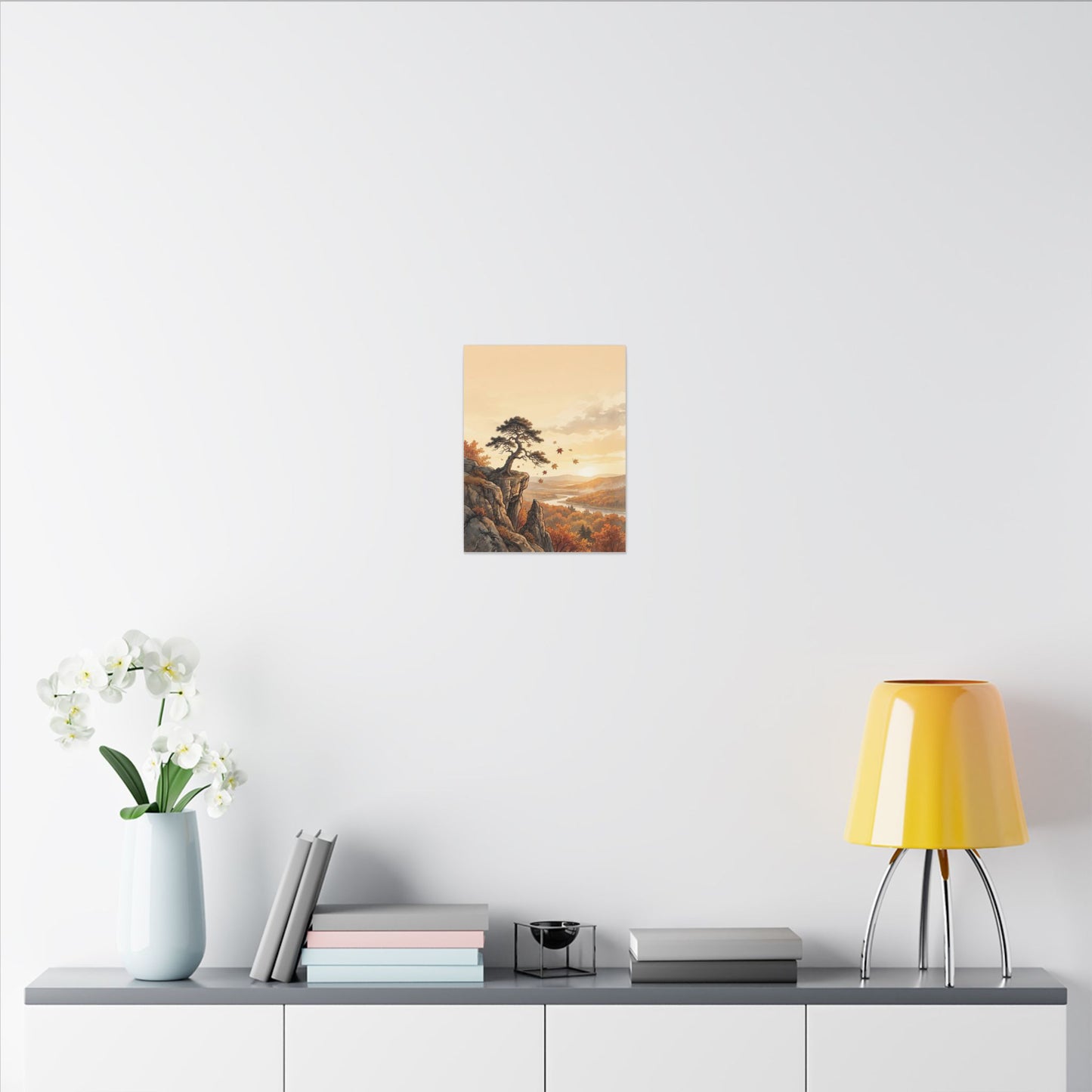 Pine Tree Autumn Canvas Art | Japandi Warm Design