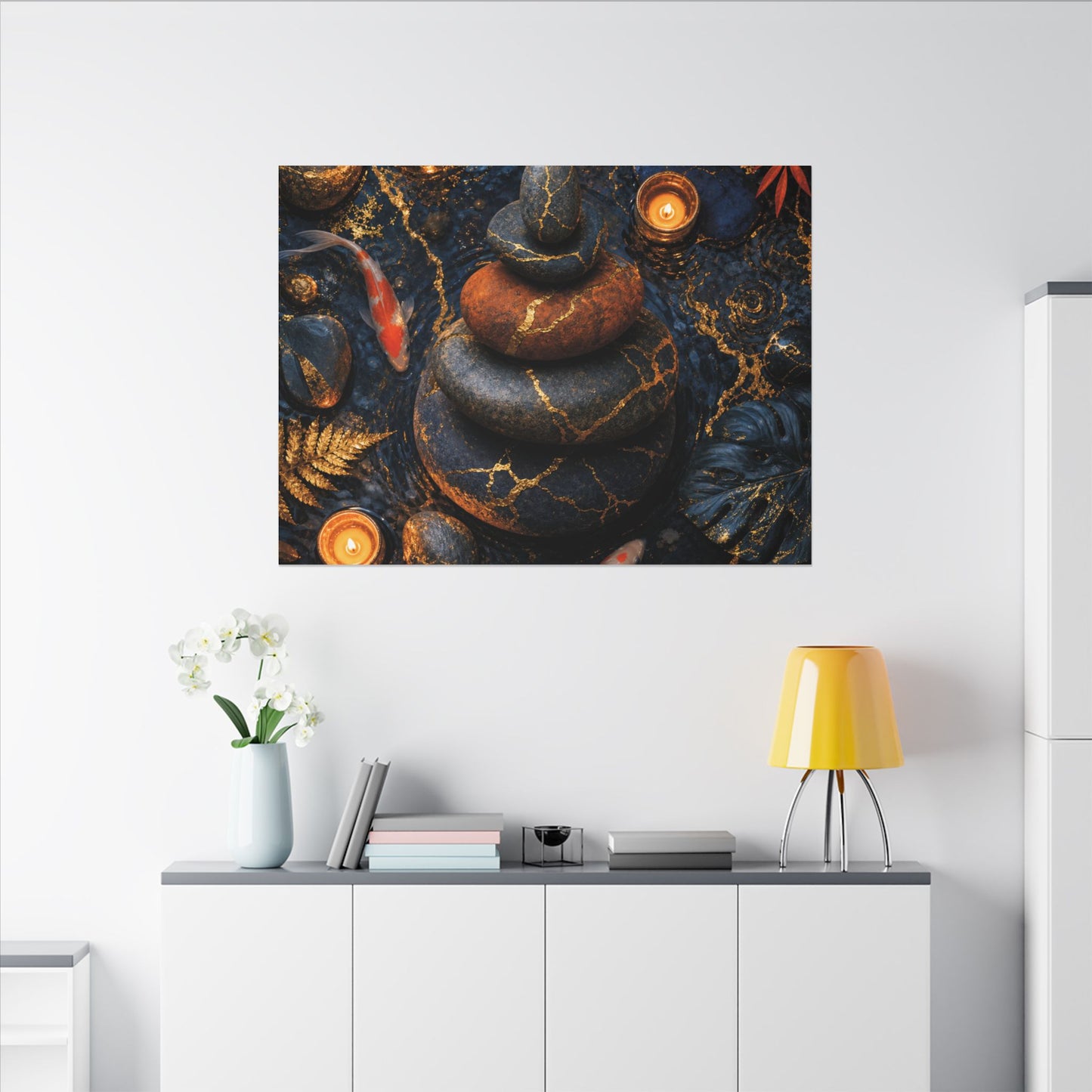 Summer River Stones Gold Vein Canvas Art | Resilient Decor