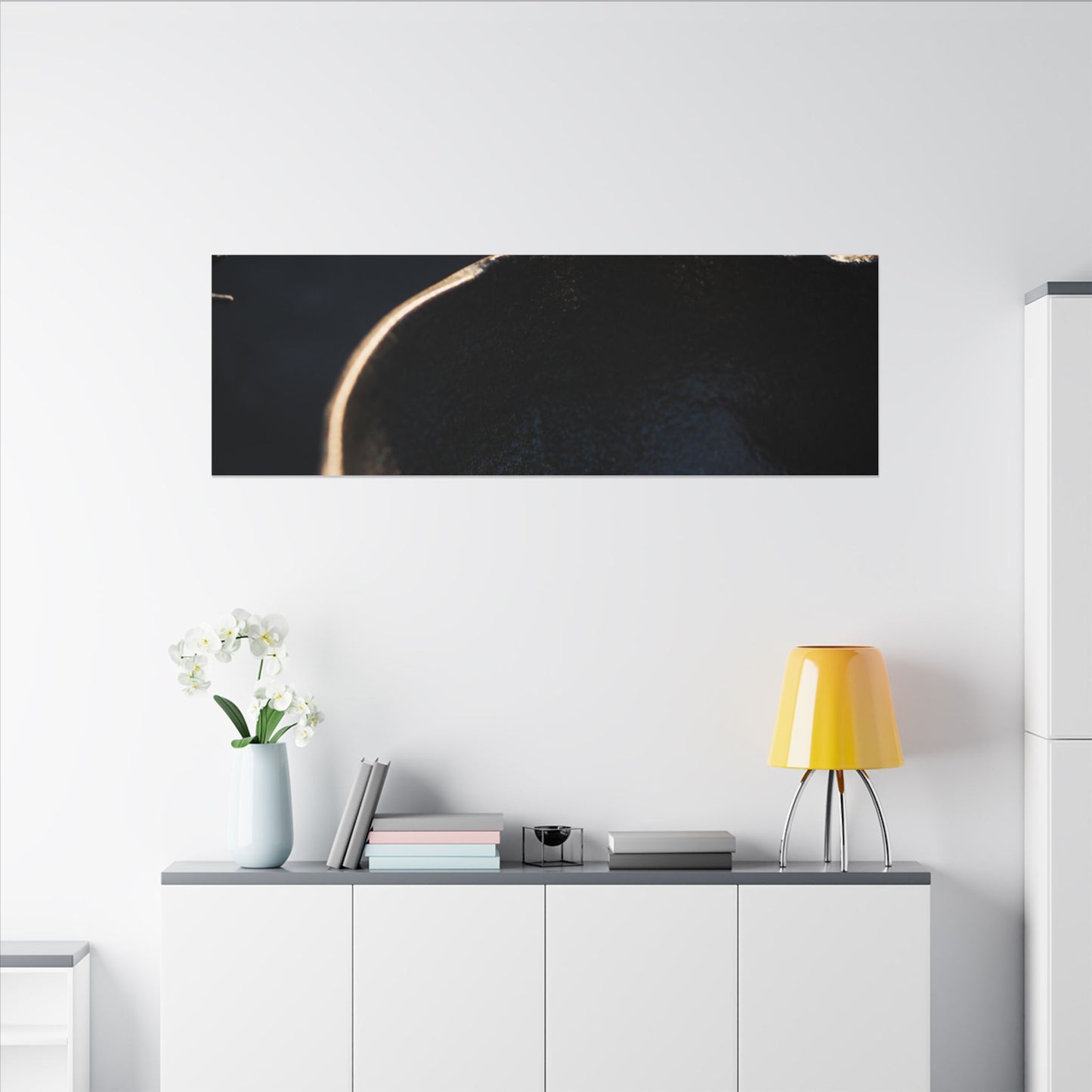 Ma Ceramic Bowl Canvas Art - Dark Japandi Shadow Zen