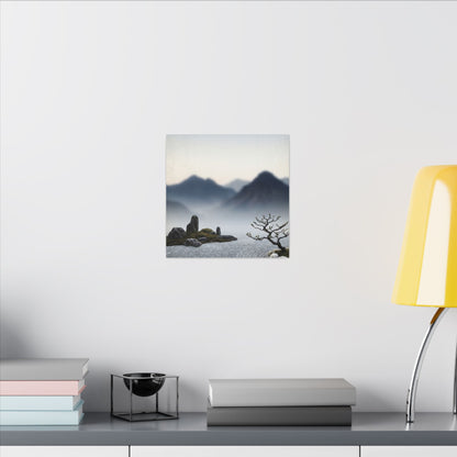 Mountain Mist Karesansui Canvas Art | Contemplative Zen Art