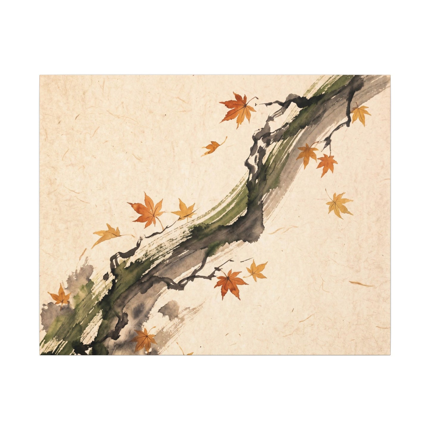 Ink Brushstroke Autumn Canvas Art | Zen Calm Design
