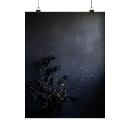 Dark Japandi Dried Flowers in Dawn | Shadow Zen Wall Art Print Art Print