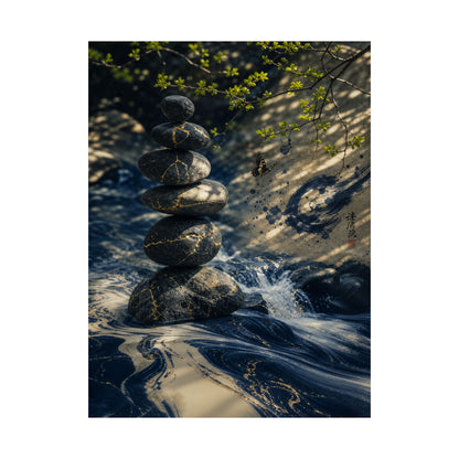 River Stones Wall Art Print | Spring Kintsugi Broken Beauty Art