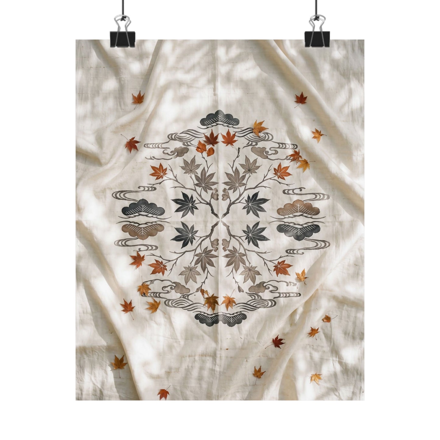 Warm Silk Drape Wall Art Print - Japanese Pattern Japandi