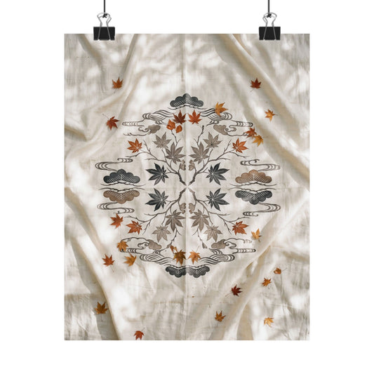 Warm Silk Drape Wall Art Print - Japanese Pattern Japandi