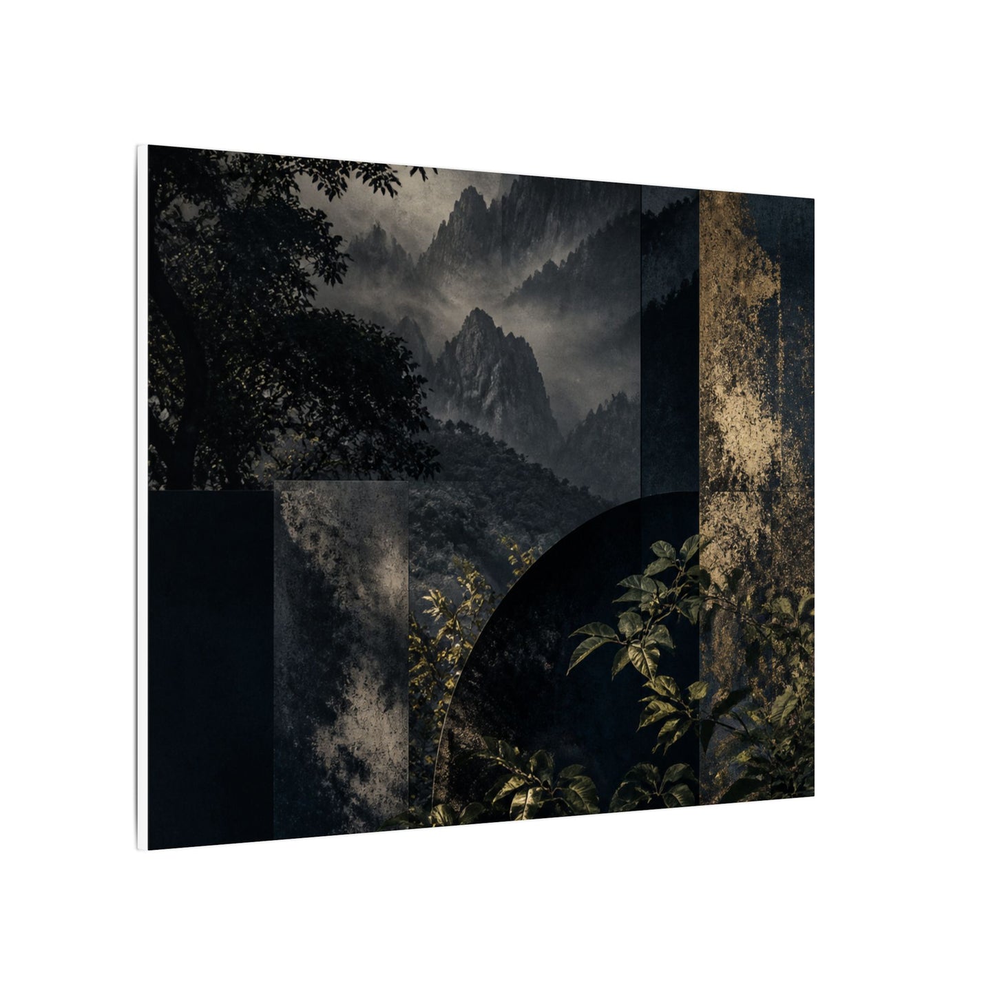Mountain Mist Summer Canvas Art | Dark Japandi Atmospheric Design