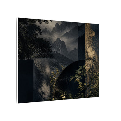 Mountain Mist Summer Canvas Art | Dark Japandi Atmospheric Design