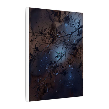 Bold Cherry Blossom Canvas Art - Charcoal Ink Dark Japandi