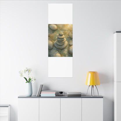 River Stones Watercolor Canvas Art | Elegant Japandi Art