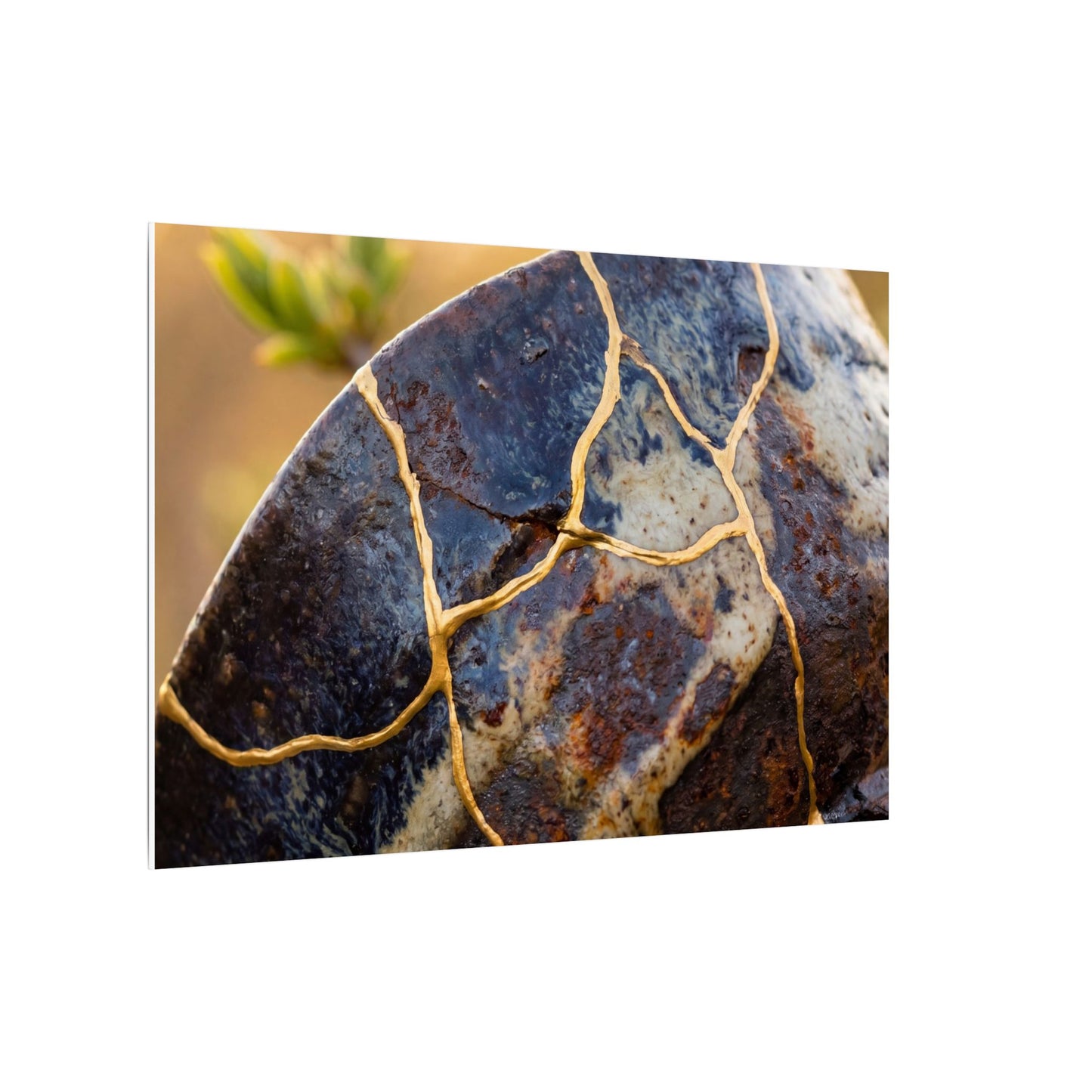 Fukinsei Rust Patina Canvas Art - Kintsugi Gold Repair