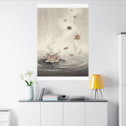 Lotus Flower Canvas Art | Autumn Zen Ukiyo E Inspired Art