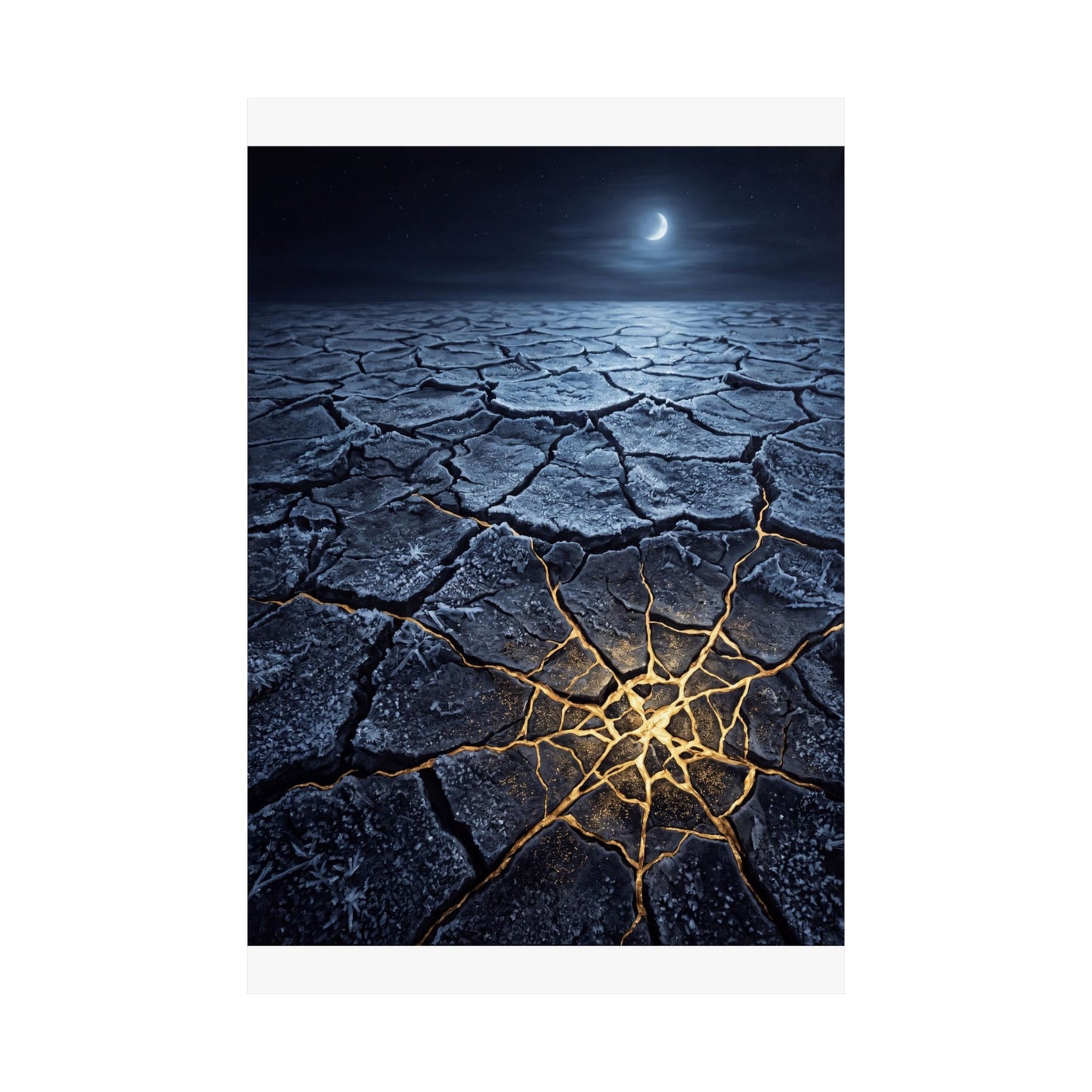 Artful Cracked Earth Wall Art Print - Gold Vein Kintsugi