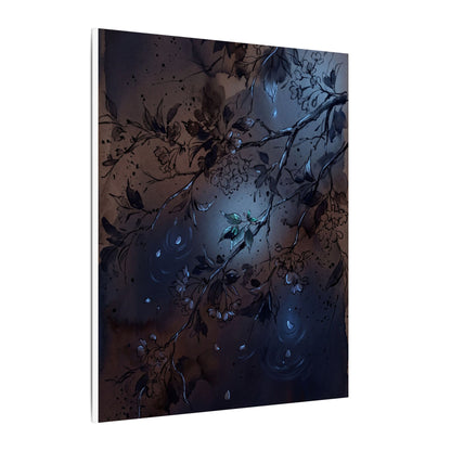 Bold Cherry Blossom Canvas Art - Charcoal Ink Dark Japandi