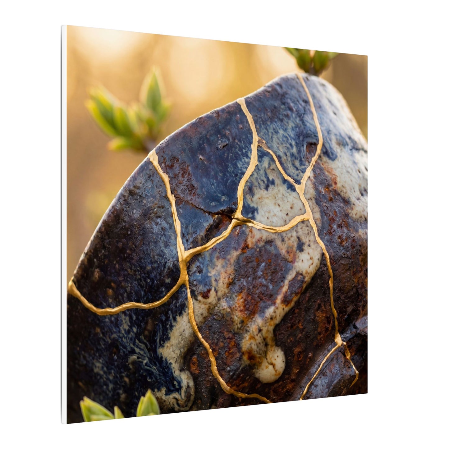 Fukinsei Rust Patina Canvas Art - Kintsugi Gold Repair
