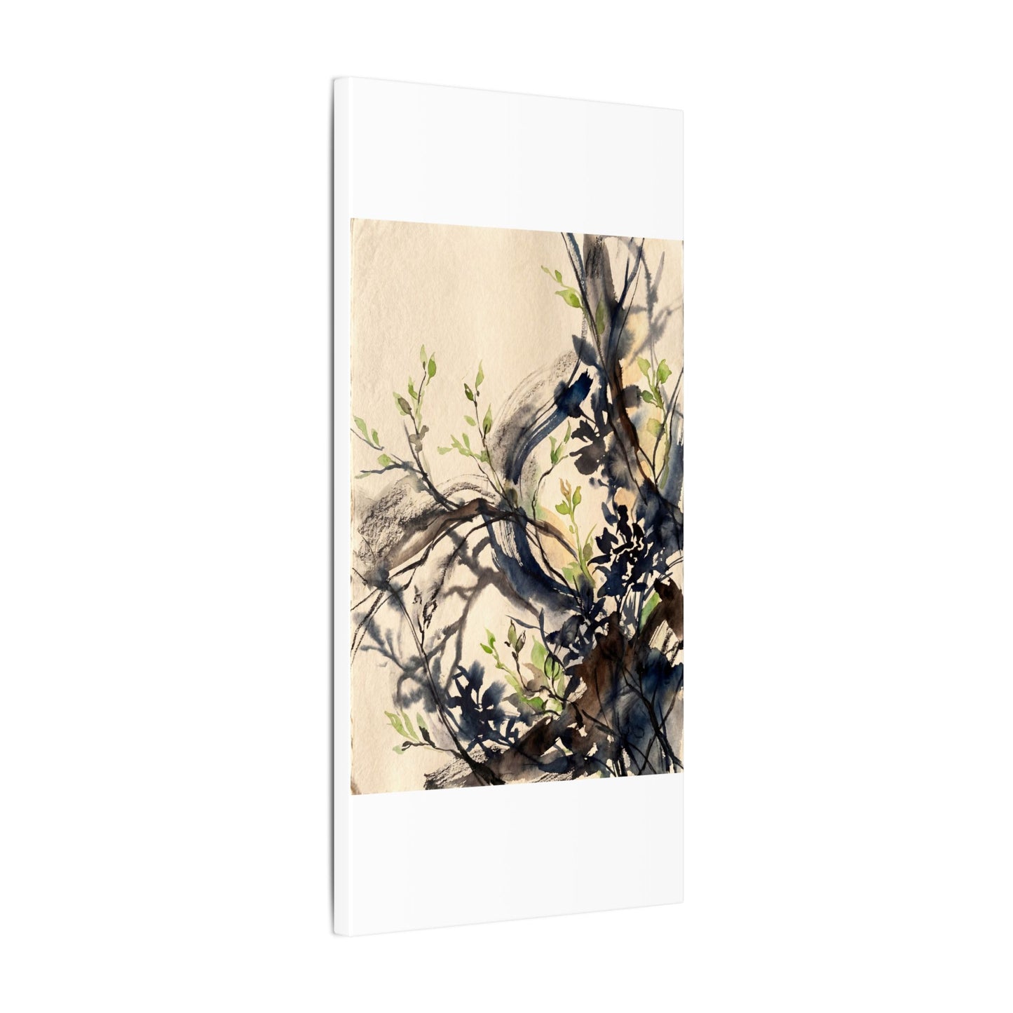 Ma Shadow Play Canvas Art - Dark Japandi Charcoal Ink