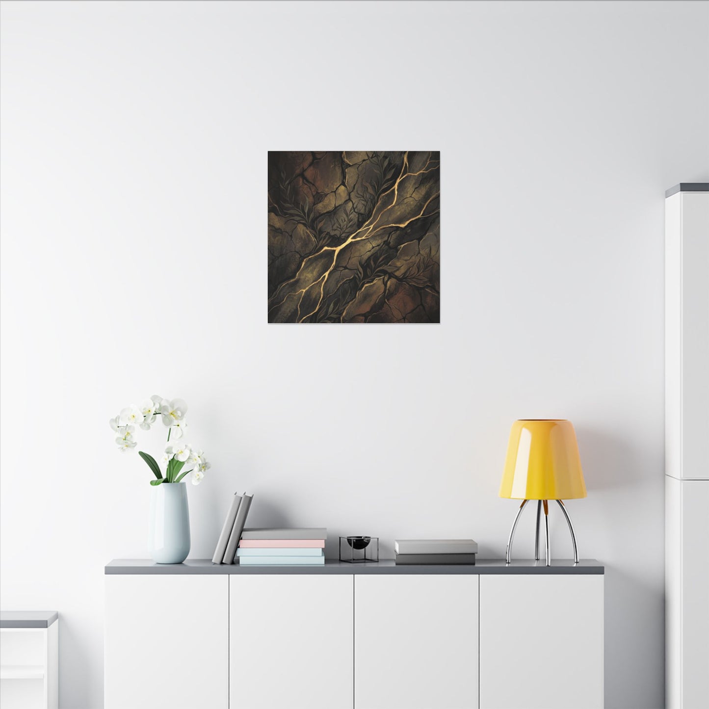 Cracked Earth Charcoal Ink Canvas Art | Bold Dark Japandi Art
