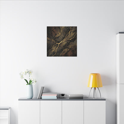 Cracked Earth Charcoal Ink Canvas Art | Bold Dark Japandi Art