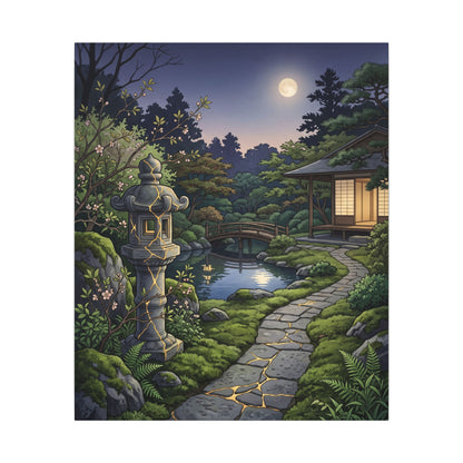 Spring Moonlit Garden Gold Vein Canvas Art | Resilient Decor
