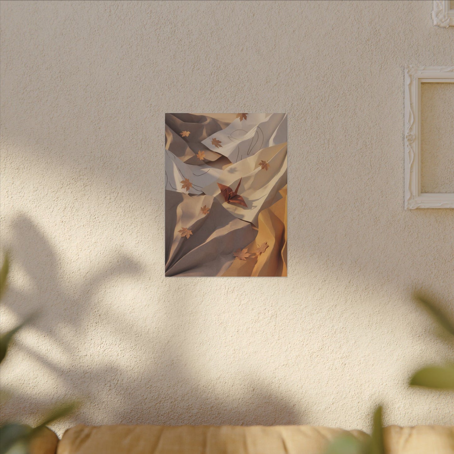 Autumn Paper Fold Minimal Line Canvas Art | Cozy Decor